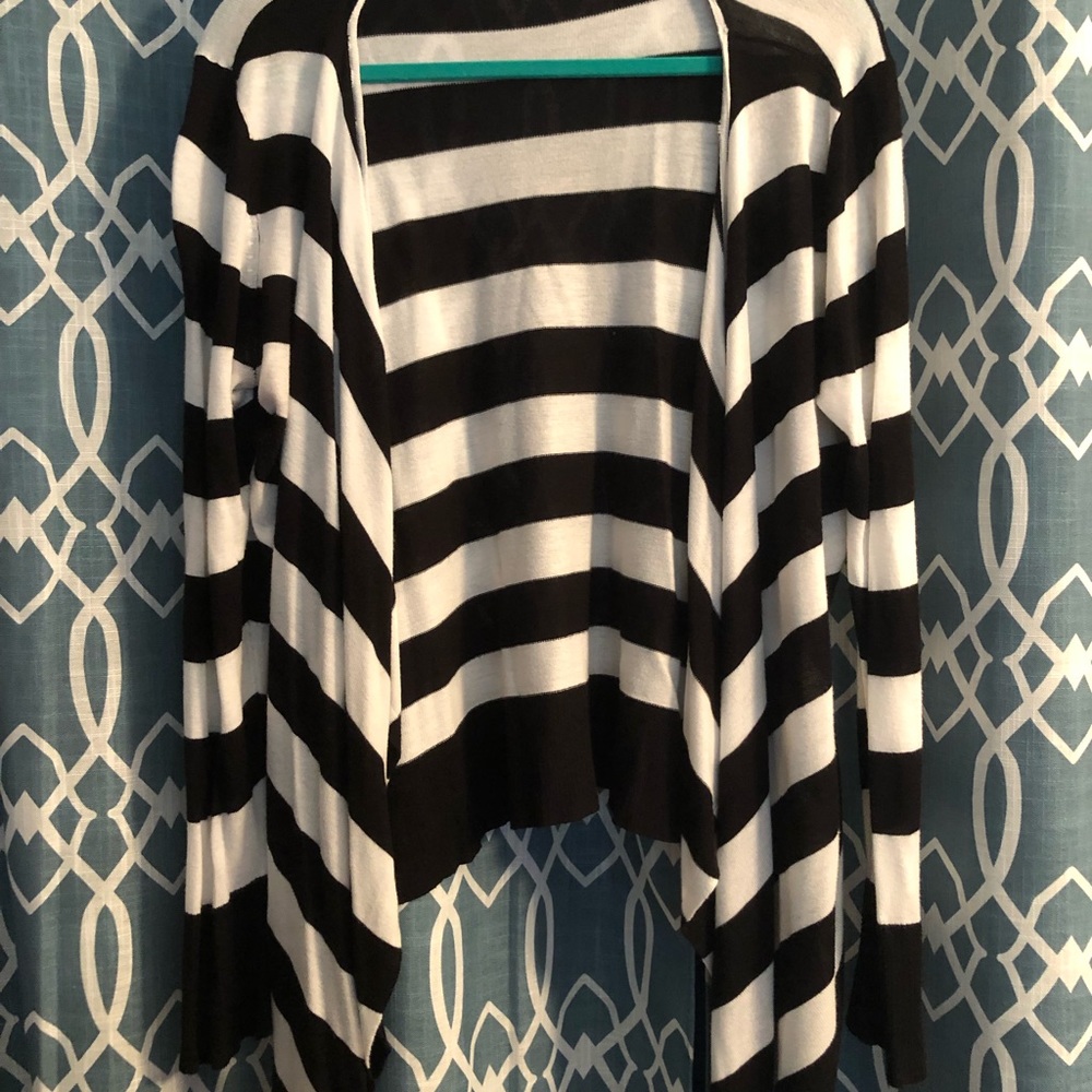 Torrid black and white striped cardigan